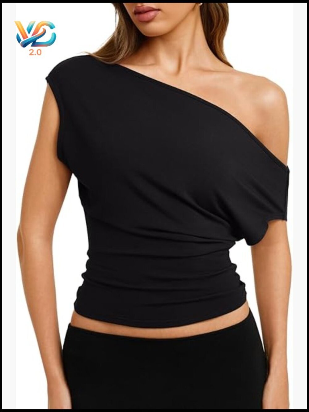 Off The Shoulder Cinched Waist Cap Sleeve Tee Loose Summer Tops 2026
